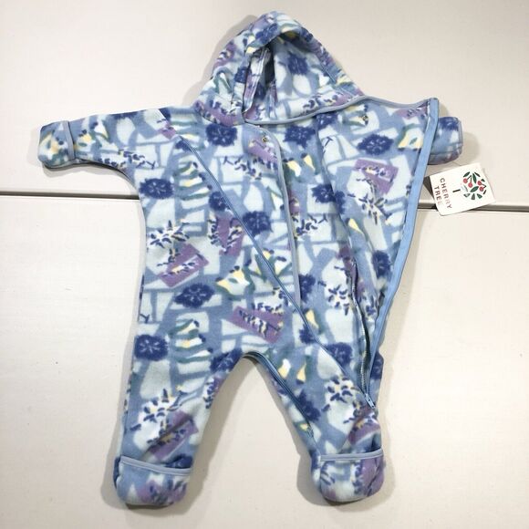 Vintage USA REI Fleece Cherry Tree Snug Suit Blue/Purple Baby Infant 18 Months - Picture 12 of 14